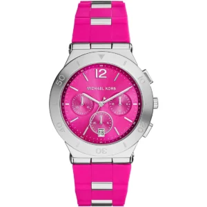 mk6170-michael-kors-watch-women-pink-dial-metal-stainless-steel-rubber-strap-quartz-battery-analog-chronograph-wyatt Michael Kors Watch For Women MK6170