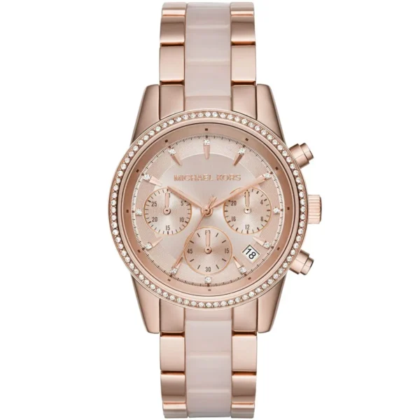 mk6307-michael-kors-chronograph-watch-women-rose-gold-dial-multi-pink-golden-strap-quartz-battery-analog-ritz Michael Kors Watch For Women MK6307