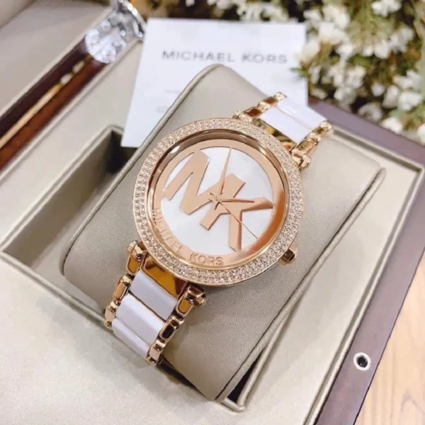 mk6365-michael-kors-watch-women-mk-logo-white-dial-multi-rose-gold-strap-quartz-battery-analog-three-hand-parker_10 Michael Kors Watch For Women MK6365