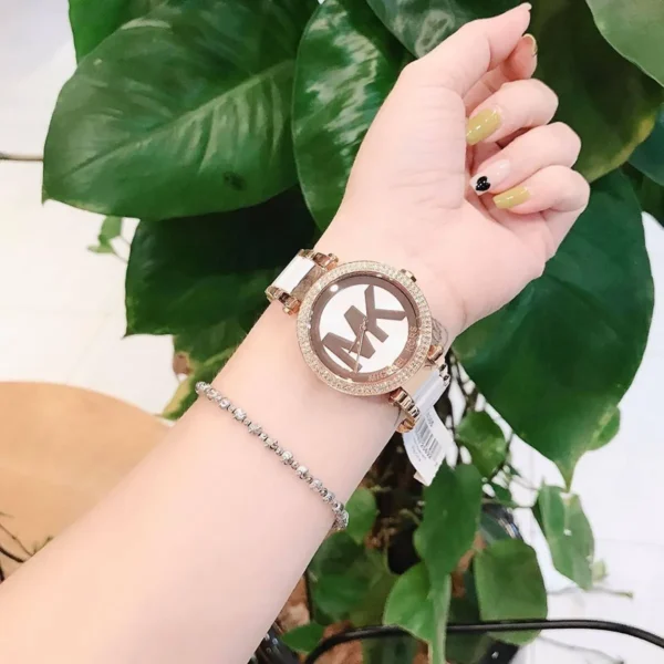 mk6365-michael-kors-watch-women-mk-logo-white-dial-multi-rose-gold-strap-quartz-battery-analog-three-hand-parker_6 Michael Kors Watch For Women MK6365