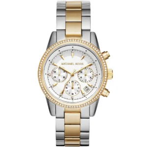 mk6474-michael-kors-chronograph-watch-women-white-dial-metal-stainless-steel-silver-gold-strap-quartz-battery-analog-ritz Michael Kors Watch For Women MK6474