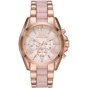 mk6830-michael-kors-watch-women-pink-dial-metal-stainless-steel-rose-gold-strap-quartz-battery-analog-chronograph-bradshaw Michael Kors Watch For Women MK6830