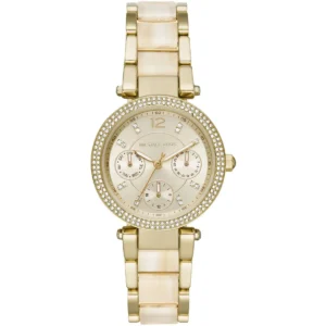 mk6833-michael-kors-watch-women-crystals-gold-dial-multi-golden-beige-strap-quartz-battery-analog-three-hand-parker Michael Kors Watch For Women MK6833