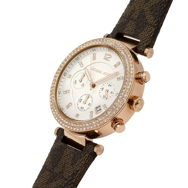 mk6917-michael-kors-chronograph-watch-women-white-dial-polyurethane-chloride-brown-strap-quartz-battery-analog-crystals-parker_3 Michael Kors Watch For Women MK6917