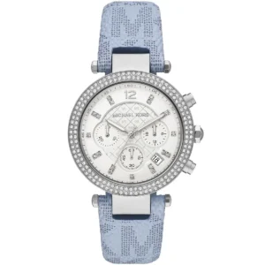 mk6936-michael-kors-chronograph-watch-women-white-dial-polyurethane-chloride-blue-strap-quartz-battery-analog-crystals-parker Michael Kors Watch For Women MK6936