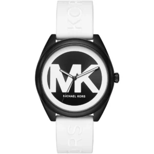 mk7137-michael-kors-watch-women-mk-logo-black-white-dial-rubber-strap-quartz-battery-analog-three-hand-janelle Michael Kors Watch For Women MK7137