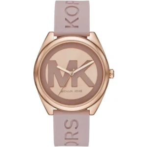 mk7139-michael-kors-watch-women-mk-logo-rose-gold-dial-rubber-pink-strap-quartz-battery-analog-three-hand-janelle Michael Kors Watch For Women MK7139