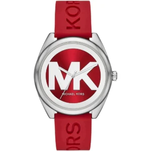 mk7144-michael-kors-watch-women-mk-logo-red-dial-rubber-strap-quartz-battery-analog-three-hand-janelle Michael Kors Watch For Women MK7144
