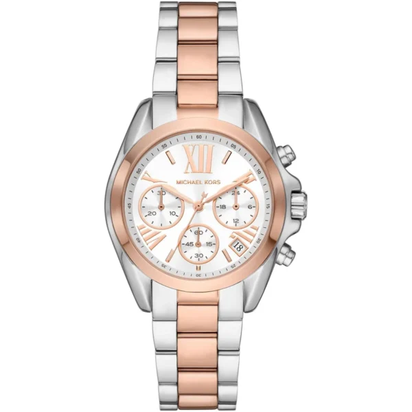 mk7258-michael-kors-watch-women-white-dial-metal-stainless-steel-silver-rose-gold-two-tone-strap-quartz-battery-analog-chronograph-bradshaw Michael Kors Watch For Women MK7258