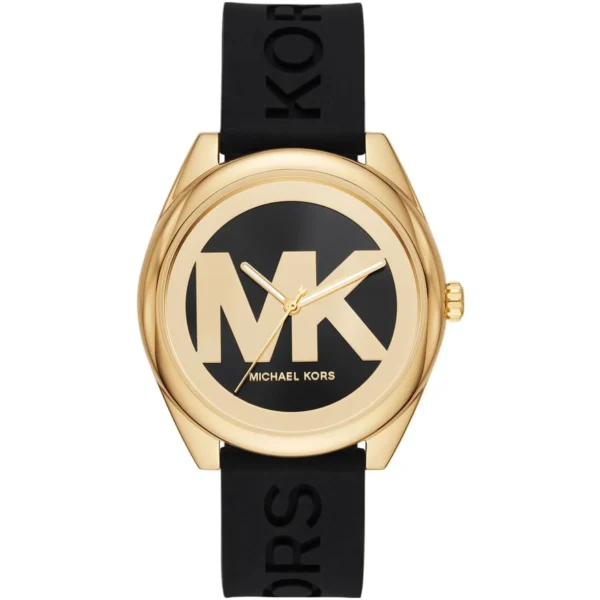 mk7313-michael-kors-watch-women-mk-logo-black-dial-rubber-strap-quartz-battery-analog-three-hand-janelle Michael Kors Watch For Women MK7313