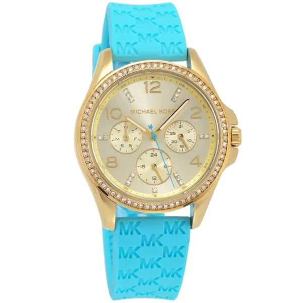 mk7374-michael-kors-watch-women-mk-logo-gold-dial-rubber-blue-strap-quartz-battery-analog-mini-pilot_2 Michael Kors Watch For Women MK7374