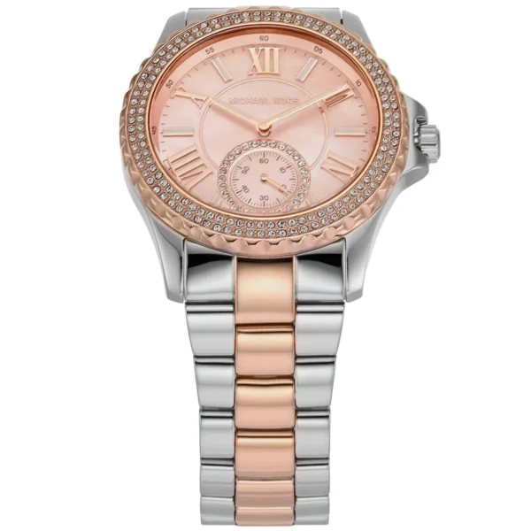 mk7402-michael-kors-watch-women-mother-of-pearl-crystals-rose-gold-dial-metal-stainless-steel-silver-two-tone-strap-quartz-battery-analog-three-hand-everest_5 Michael Kors Watch For Women MK7402