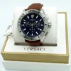 rj Versace Casual Chronograph Blue Dial Brown Leather Strap Watch for Men - VERG002-18