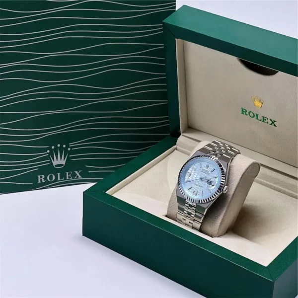 Rolex Men’s Land-Dweller Ice Blue Honeycomb Dial Watch