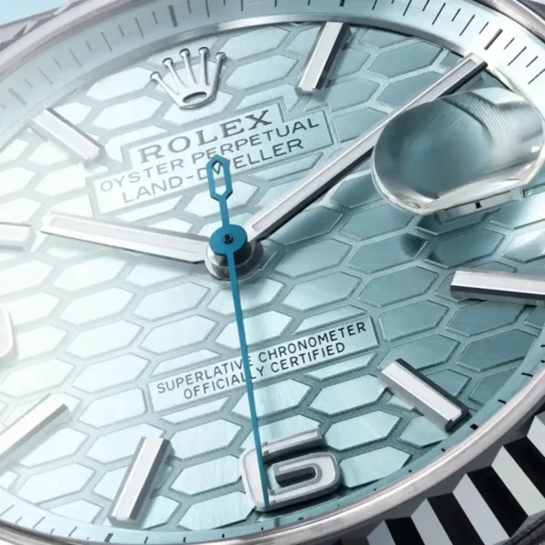 Rolex Men’s Land-Dweller Ice Blue Honeycomb Dial Watch