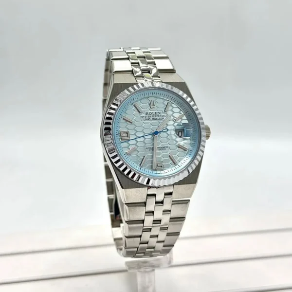 Rolex Men’s Land-Dweller Ice Blue Honeycomb Dial Watch
