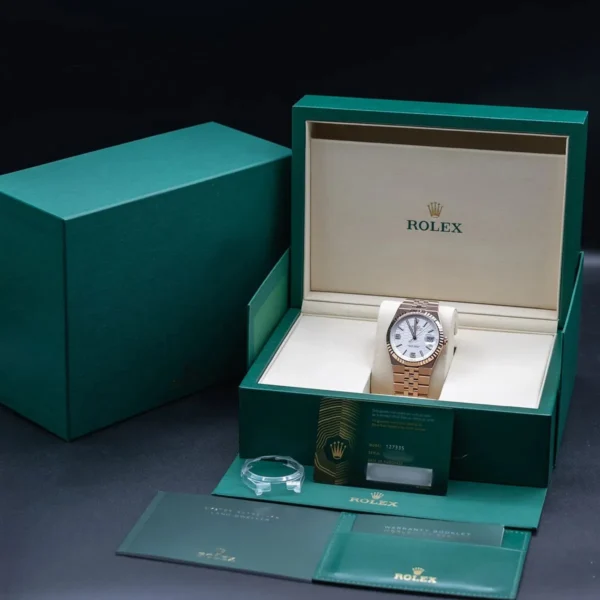 Rolex Men’s Land-Dweller Rose Gold Honeycomb Dial Watch