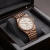 Rolex Men’s Land-Dweller Rose Gold Honeycomb Dial Watch