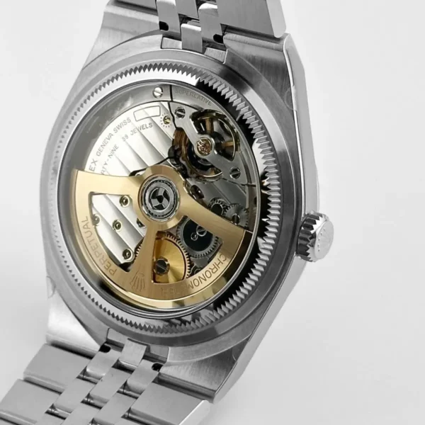 Rolex Men’s Land-Dweller Silver White Honeycomb Dial Watch