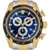 Versace V-Ray Chronograph Quartz Blue Dial Two Tone Steel Strap Watch For Men - VE2I01021