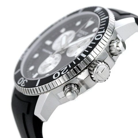 s1047319183.5 Tissot Seastar 1000 Chronograph Black Dial Black Rubber Strap Watch For Men - T120.417.17.051.00