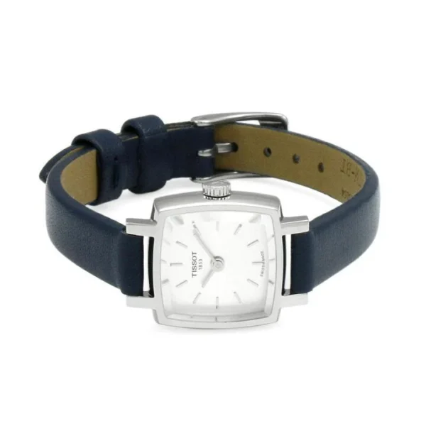 t0581091603100_1 Tissot Lovely Square Silver Dial Blue Leather Strap Watch For Women - T058.109.16.031.00