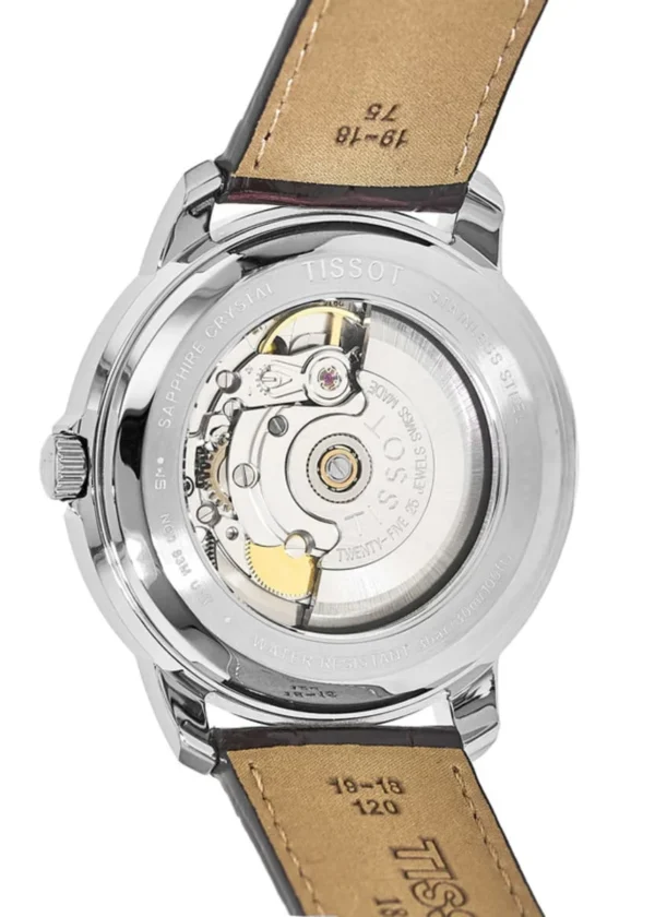 t0654301603100_0 Tissot Automatics III Steel White Dial Brown Leather Strap Watch For Men - T065.430.16.031.00