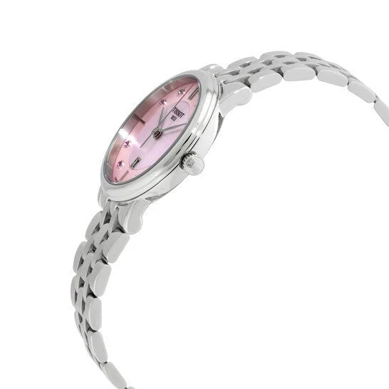 Tissot Carson Premium Lady Mother of Pearl Pink Dial Silver Steel Strap Watch For Women - T122.210.11.159.00