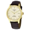 tissot-le-locle-powermatic-80-automatic-mens-watch-t006.407.36.263.00 Tissot Le Locle Powermatic 80 Gold Dial Brown Leather Strap Watch For Men - T006.407.36.263.00