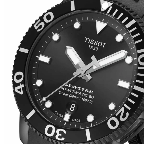 tissot-seastar-1000-powermatic-80-t1204073705100-t Tissot Seastar 1000 Powermatic 80 Black Dial Black Rubber Strap Watch For Men - T120.407.37.051.00