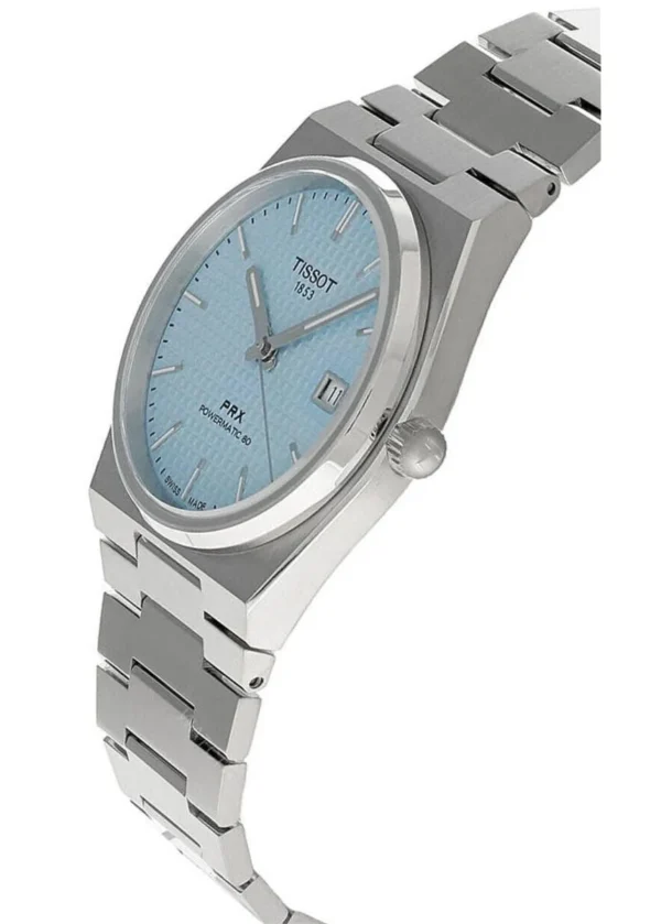 tissot-t137.407.11.351.00_2 Tissot PRX Powermatic 80 Ice Blue Tiffany Dial Silver Steel Strap Watch for Men - T137.407.11.351.00