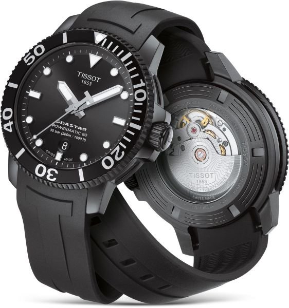 tissot_seastar_1000_t120_407_37_051_00_mt Tissot Seastar 1000 Powermatic 80 Black Dial Black Rubber Strap Watch For Men - T120.407.37.051.00