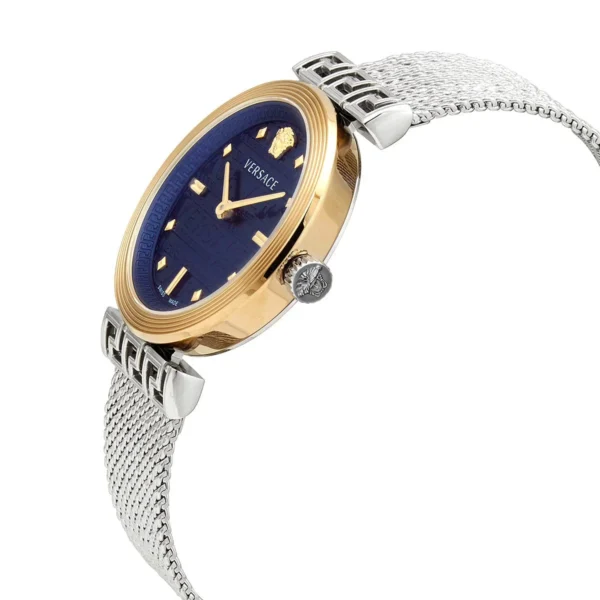 uwfaiyz3y8kdwiolt0fe_69cc531b-2cf5-455f-9639-7c42aa44d728 Versace Meander Blue Dial Silver Mesh Bracelet Watch for Women - VELW00520