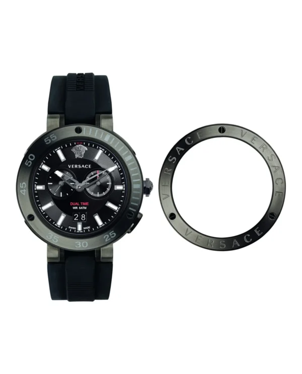 vcn020017__2 Versace V Extreme Chronograph Black Tone Dial Black Rubber Strap Watch for Men - VCN020017