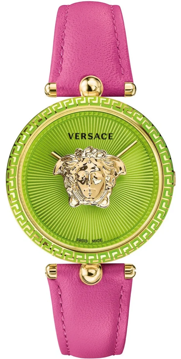 vco150017_2 Versace Palazzo Empire Green Dial Pink Leather Strap Watch for Women - VCO150017