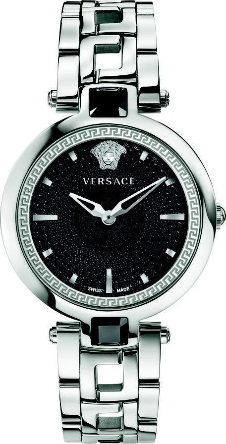 versace-crystal-gleam-black-guilloche-dial-ladies-watch-37mm Versace Crystal Gleam Guilloche Black Dial Silver Steel Strap Watch for Women - VAN030016