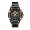 Versace Icon Active Chronograph Black Dial Black Steel Strap Watch for Men - VEZ700421