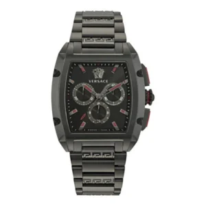 versace-iconic-dominus-ve6h00623 Versace Dominus Chronograph Quartz Black Dial Black Steel Strap Watch For Men - VE6H00623