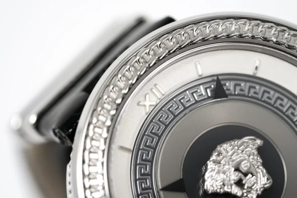 versace-ladies-watch-v-metal-patent-black-vlc010014-553611_d5ce6df0-53cd-46cd-8811-c436fe74ff95 Versace V Metal Icon Silver Dial Black & Silver Strap Watch for Women - VLC010014
