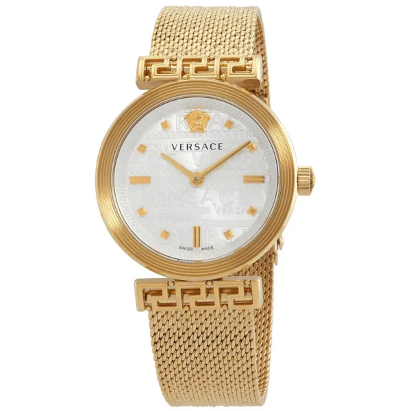 versace-meander-quartz-silver-dial-ladies-watch-velw00820 Versace Meander Greca White Dial Gold Mesh Bracelet Watch for Women - VELW00820