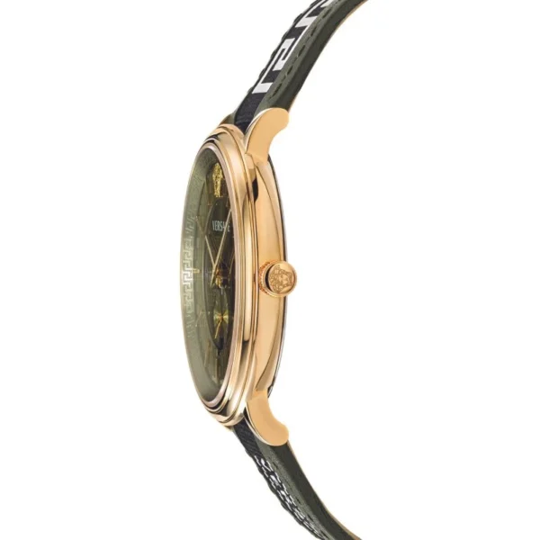 versace-men-s-watch-v-circle-vebq01519 Versace V-Circle Quartz Green Dial Green Leather Strap Watch for Men - VEBQ01519