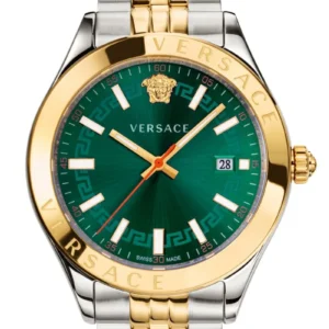 vevk00620 Versace Hellenium Green Dial Two Tone Steel Strap Watch for Men - VEVK00620