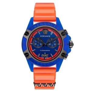 vez700922_s_9aa683ad-a48e-4ef8-a60b-3ba76889d203 Versace Icon Active Chronograph Quartz Blue Dial Orange Rubber Strap Watch For Men - VEZ700922