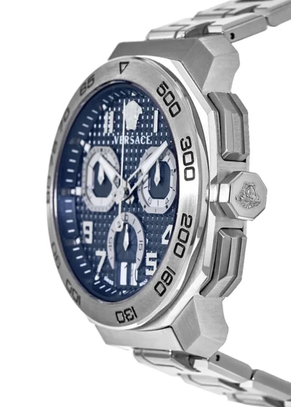 vqc090016_0_00c358ed-f74c-4747-a4f4-591a6bf5a47f Versace Dylos Chronograph Blue Dial Silver Steel Strap Watch for Men - VQC090016