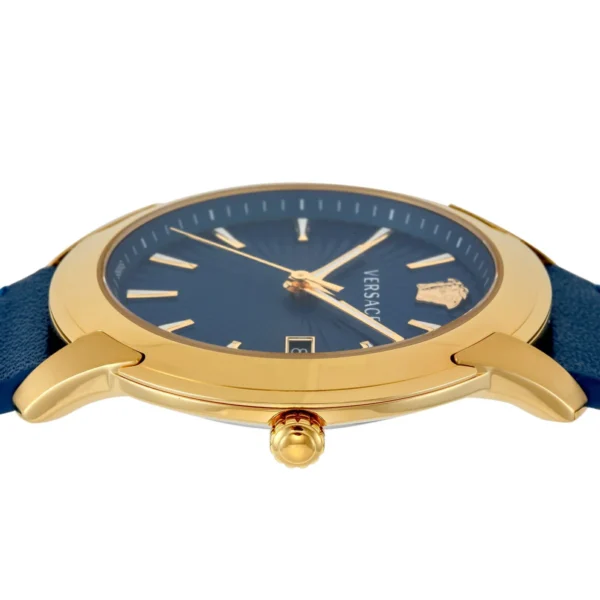 vs-velq00319-3 Versace V-Urban Quartz Blue Dial Blue Leather Strap Watch for Men - VELQ00319