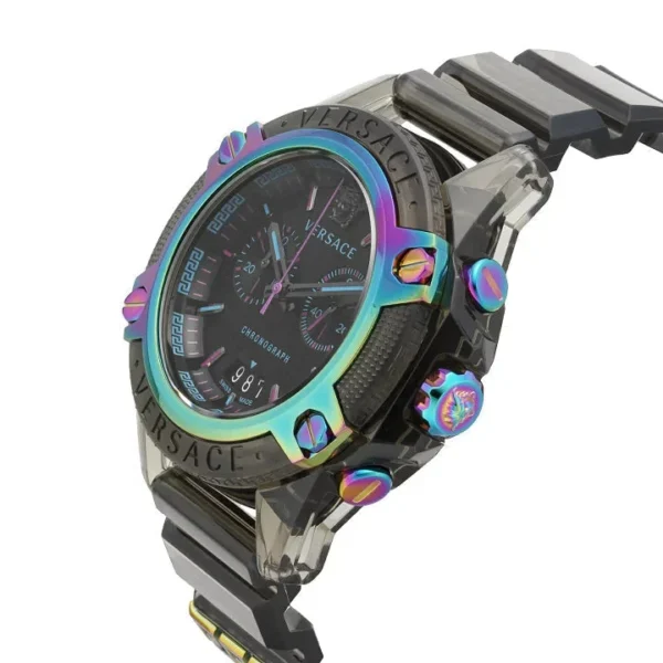 vs-vez701022-3 Versace Icon Active Chronograph Quartz Black Dial Black Steel Strap Watch For Men - VEZ701022