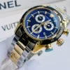 Versace V-Ray Chronograph Quartz Blue Dial Two Tone Steel Strap Watch For Men - VE2I01021