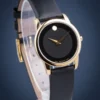 Movado Museum Classic Black Dial Black Leather Strap Watch For Women - 0606877