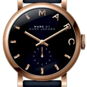 0-112559_0f729fda-e751-4c4b-8898-41c7f6f88b50 Marc Jacobs Baker Black Dial Black Leather Strap Watch for Women - MBM8633