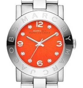0-994106_9fed9766-259b-44cc-97f1-bc9c01a311a6 Marc Jacobs Amy Red Dial Silver Steel Strap Watch for Women - MBM3302